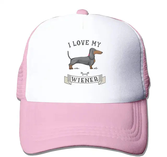 Dachshund Weiner Dog Mesh Hat Baseball Cap Unisex Trucker Dad Hat Sun Hat for Mens Womens Black