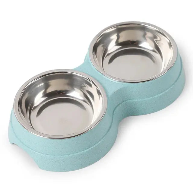 Double Pet Bowls Dog Food Water Feeder Stainless Steel Pet Drinking Dish Feeder Cat Puppy Feeding Supplies Small Dog Accessories