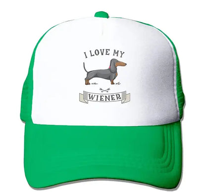 Dachshund Weiner Dog Mesh Hat Baseball Cap Unisex Trucker Dad Hat Sun Hat for Mens Womens Black