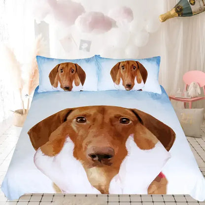 Dachshund Sausage Duvet Cover Set Cartoon Puppy Dog Bedding Set Toddler Weiner Dog Comforter Cover Dachshund Dog Bedspread Cover