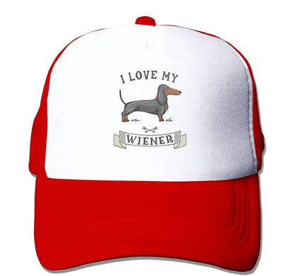 Dachshund Weiner Dog Mesh Hat Baseball Cap Unisex Trucker Dad Hat Sun Hat for Mens Womens Black