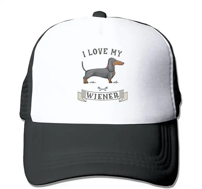 Dachshund Weiner Dog Mesh Hat Baseball Cap Unisex Trucker Dad Hat Sun Hat for Mens Womens Black