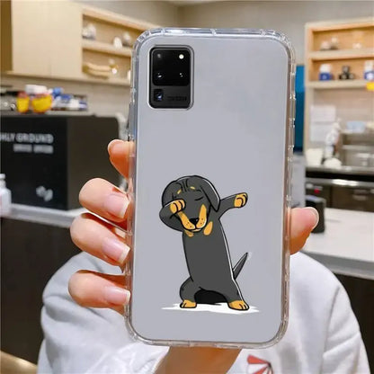 Dachshund Silhouette Dog Phone Case For Samsung Galaxy S10 S10e A70 Edge S22 S23 Plus Ultra Note10 Transparent Cover