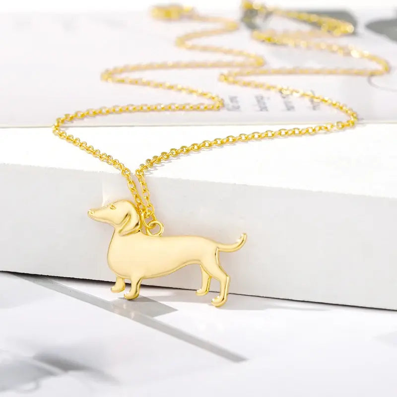 Dachshund Dog Necklaces Stainless Steel Gold Plated Sausage Dog Animal Puppy Dog Necklace Jewelry