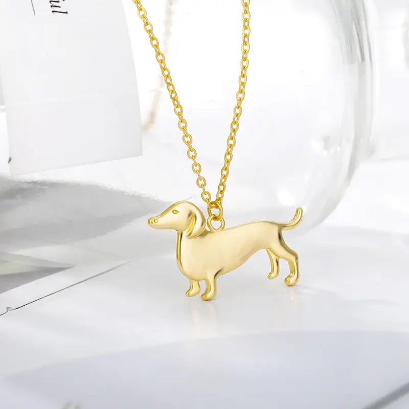 Dachshund Dog Necklaces Stainless Steel Gold Plated Sausage Dog Animal Puppy Dog Necklace Jewelry